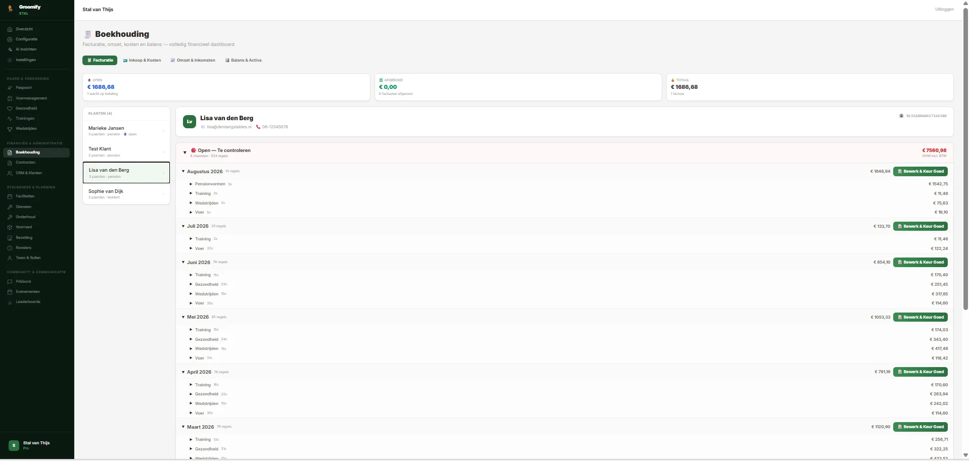 Groomify Business — Stal Dashboard screenshot 2